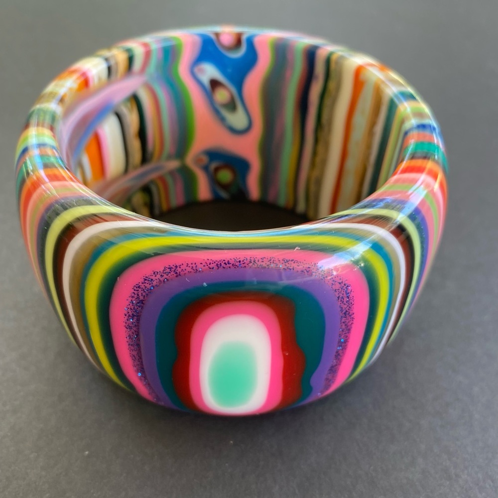 Sobral Jackie Wide PopArt  Double Bull’s Eye Bracelet 2”Wide -Signed-
